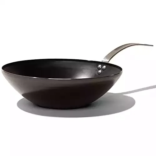 Made In Cookware - 12 Inch Flat Bottom Blue Carbon Steel Wok