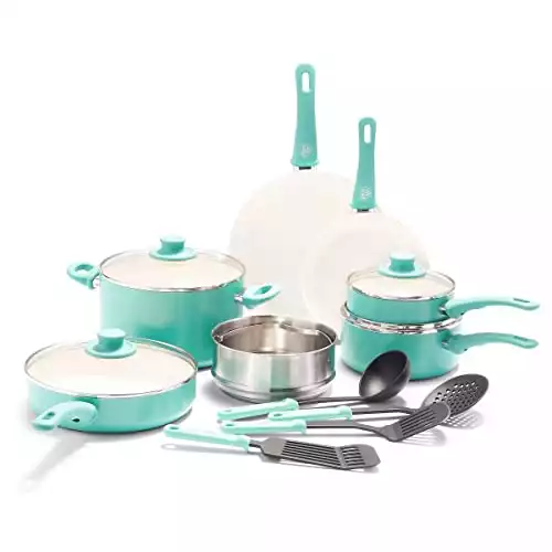 Artisan Healthy Ceramic Nonstick, 12pc Cookware Set, Soft Pink