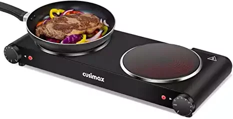 Cusimax Portable Electric Stove, 1800W Infrared Double Burner