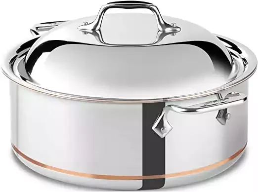 All-Clad 650618 SS Copper Core 5-Ply Bonded Dishwasher Safe Round Roaster / Cookware, 6-Quart, Silver