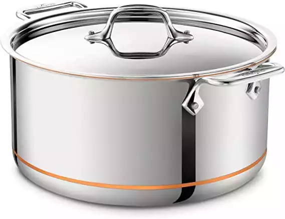 All-Clad 6508 SS Copper Core 5-Ply Bonded Dishwasher Safe Stockpot/Cookware, 8-Quart, Silver