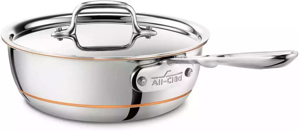 All-Clad 6212 SS Copper Core Stainless Steel Saucier Pan Cookware, 2-Quart, Copper