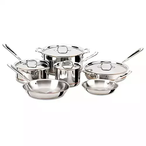 All-Clad 600822 SS Copper Core 5-Ply Cookware Set, 10-Piece