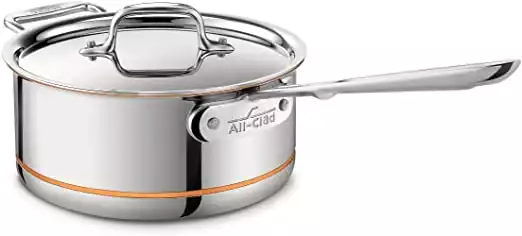 All-Clad 6203 SS Copper Core 5-Ply Bonded Dishwasher Safe Saucepan with Lid / Cookware, 3-Quart, Silver