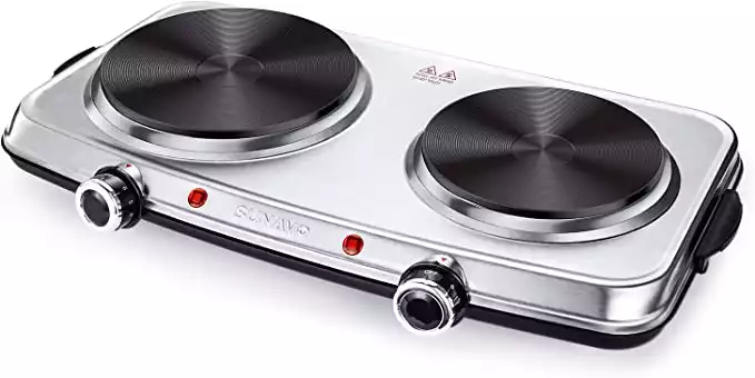 Elexnux Portable 2-Burner 7.1 in. Red Electric Hot Plate 1800-Watt