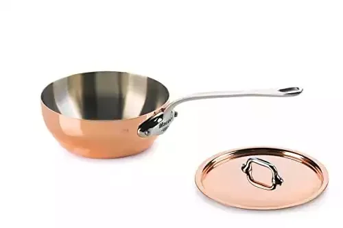 Mauviel Made In France M'Heritage Copper 150s 1.7-Quart Splayed Saute Pan and Lid with Cast Stainless Steel Handle