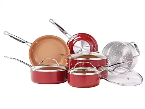 BulbHead Red Copper 10 PC Cookware Set