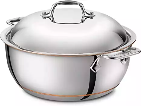 All-Clad 6500 SS Copper Core 5-Ply Bonded Dishwasher Safe Dutch Oven with Lid / Cookware, 5.5-Quart, Silver