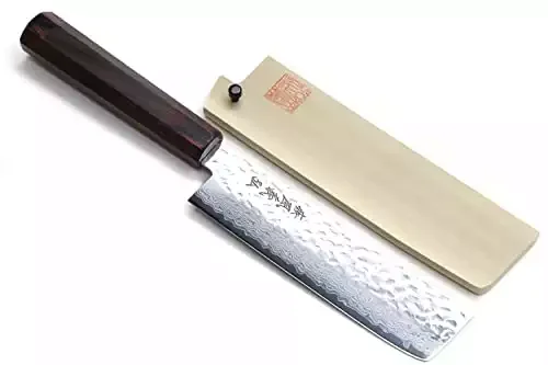 Yoshihiro Hammered Damascus Usuba Vegetable Knife
