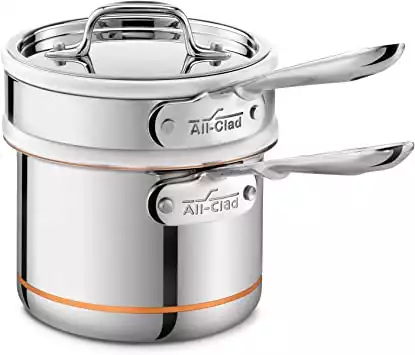 All-Clad 62025SS Copper Core 5-Ply Bonded Dishwasher Safe Porcelain Double Boiler Insert / Cookware, Silver