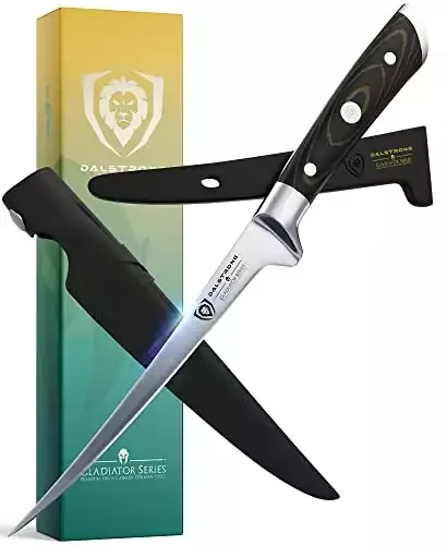 DALSTRONG Fillet Knife - 7" Flexible Blade - Gladiator Series - German HC Steel - G10 Handle - w/ Two Sheaths - NSF Certified