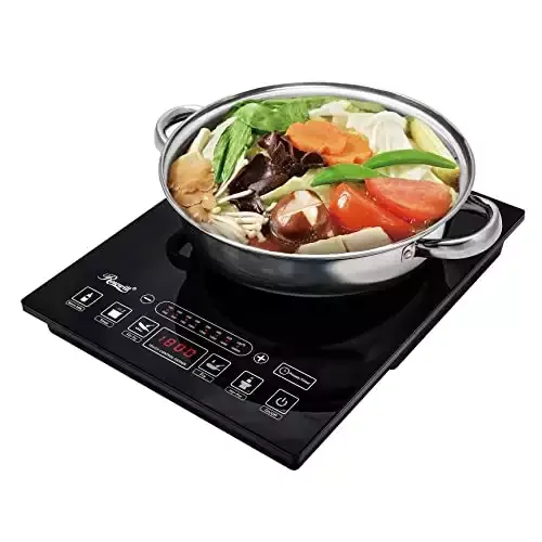 Rosewill Induction Cooker 1800 Watt, 5 Pre-Programmed Induction Cooktop, Electric Burner with Stainless Steel Pot 10" 3.5 QT 18-8, RHAI-15001