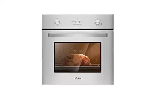 Empava 24 in. 2.3 cu. Ft. Single Gas Wall Oven Bake Broil Rotisserie Functions with Mechanical Controls-Built-in Timer-Convection Fan in Stainless Steel, Silver