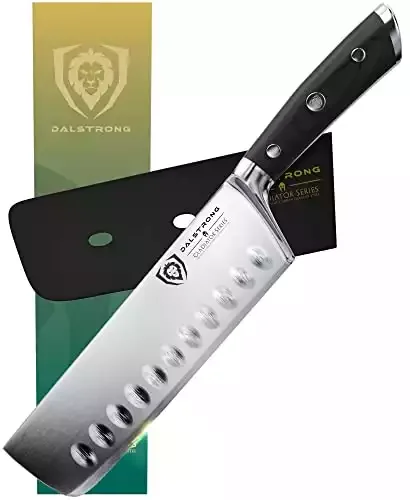 DALSTRONG Nakiri Asian Vegetable Knife - 7" - Gladiator Series - Forged German Thyssenkrupp High-Carbon Steel - Sheath Included - NSF Certified
