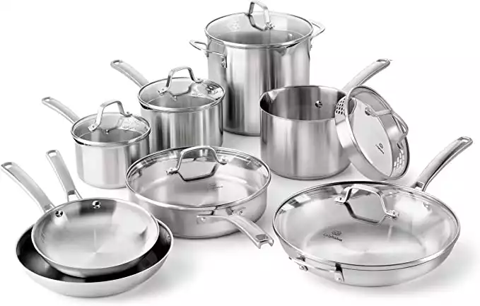 Calphalon Classic Stainless Steel, 14-Piece Cookware Set