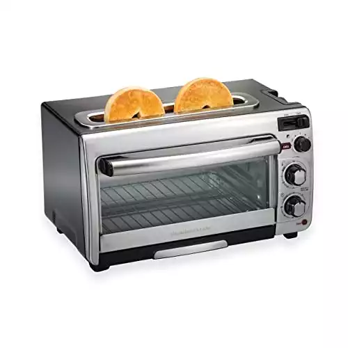 Hamilton Beach 2-in-1 Countertop Oven and Long Slot Toaster, Stainless Steel, 60 Minute Timer and Automatic Shut Off (31156)