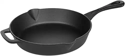 Amazon Basics Pre-Seasoned Cast Iron Skillet Pan, 10.25 Inch