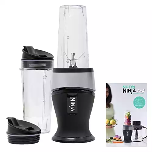 Ninja Personal Blender for Shakes, Smoothies, Food Prep, and Frozen Blending with 700-Watt Base and (2) 16-Ounce Cups with Spout Lids (QB3001SS)