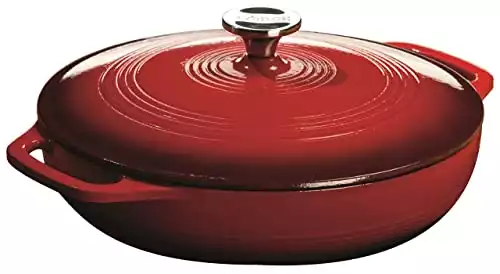 Lodge 3.6 Quart Cast Iron Casserole Pan. Red Enamel Cast Iron Casserole Dish with Dual Handles and Lid (Island Spice Red)