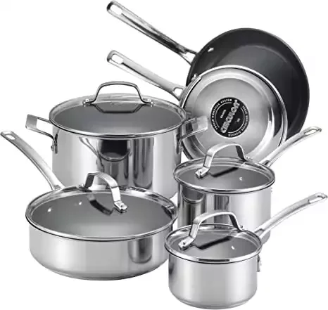 Circulon Genesis Stainless Steel Cookware Pots and Pans Set, 10 Piece
