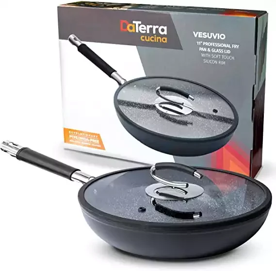 DaTerra Cucina Ceramic 11 inch Fry Pan with Natural Nonstick Coating | Cook Effortlessly on Glasstop, Electric & Gas Stoves with No PTFE, Cadmium, Lead or PFOA Chemicals | Made In Italy