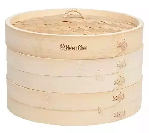 Helen’s Asian Kitchen Bamboo Food Steamer with Lid, 10-Inch